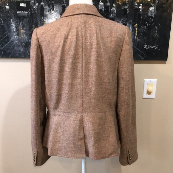 Talbots Plus Size Wool Blend Tan Tweed One Button 3 Pocket Blazer Jacket-16 - Picture 7 of 15